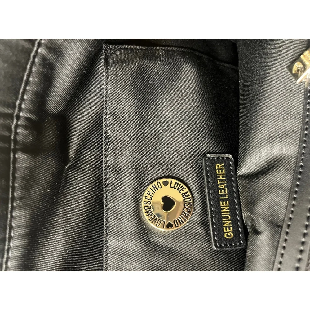 NWT Love Moschino Borsa Leather Tan Tote Bag with studded details